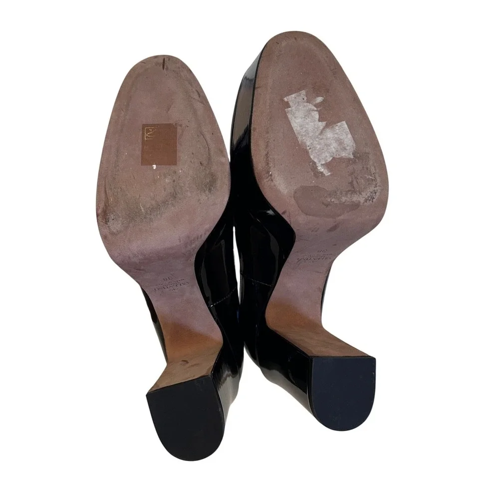 Valentino Garavani Tan-Go Black Patent Leather Platform Pumps VLogo Size 38